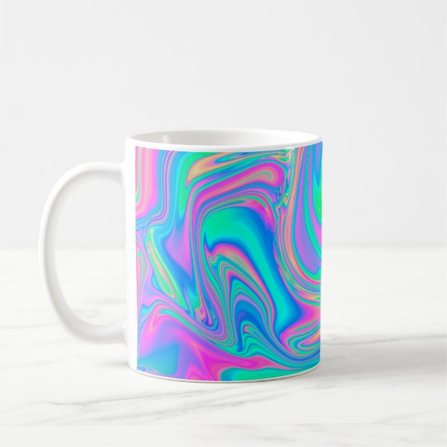 Irider marmorerad holografisk struktur i vibrerand kaffemugg (Vänster)