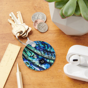 Iridescent Abalone Snäcka Monogram Nyckelring