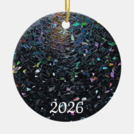 Iridescent Abstract Stained Glass Pattern Julgransprydnad Keramik