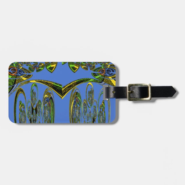 Iridescent Art Print med Golden Abstract Design Bagagebricka (Horisontell Framsida)