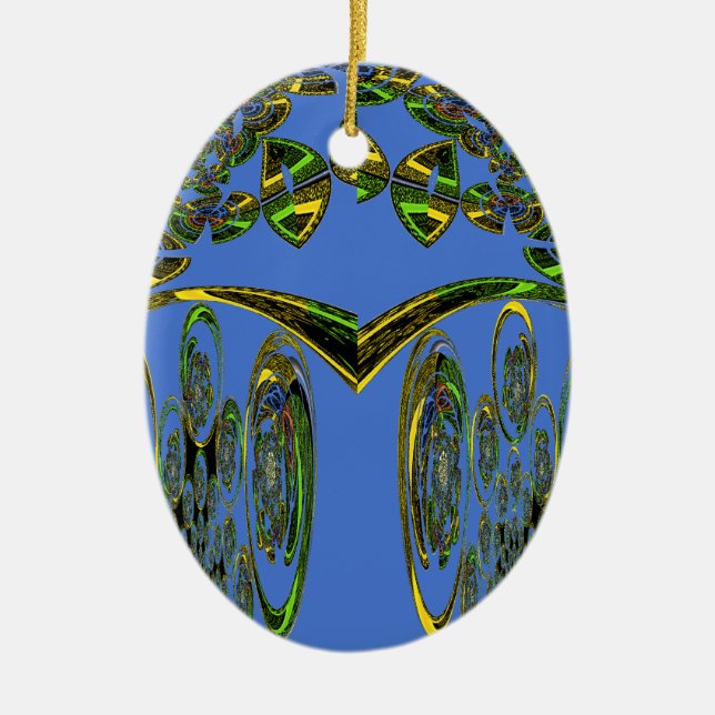 Iridescent Art Print med Golden Abstract Design Julgransprydnad Keramik (Framsidan)