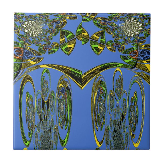 Iridescent Art Print med Golden Abstract Design Kakelplatta (Framsidan)