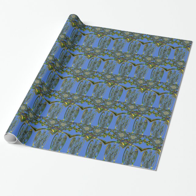 Iridescent Art Print med Golden Abstract Design Presentpapper (Utrullad)