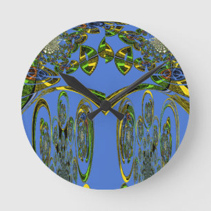 Iridescent Art Print med Golden Abstract Design Rund Klocka