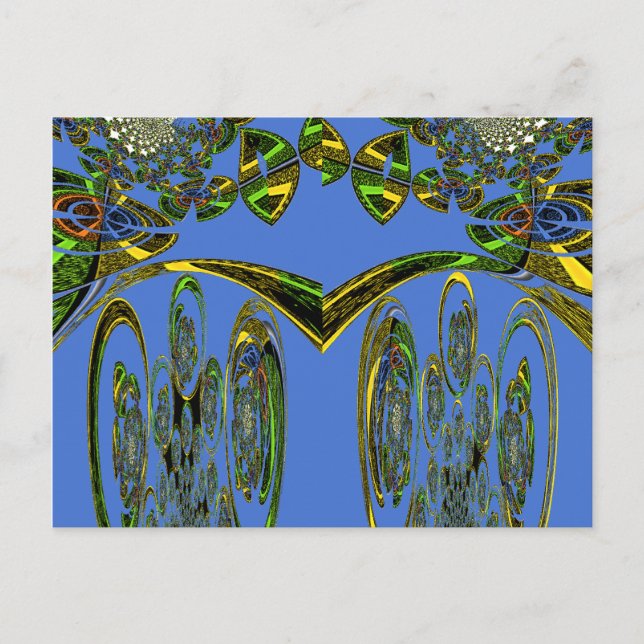 Iridescent Art Print med Golden Abstract Design Vykort (Framsida)