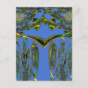 Iridescent Art Print med Golden Abstract Design Vykort