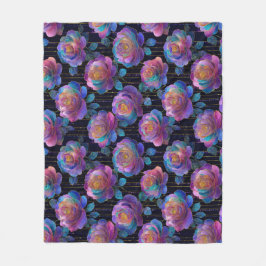 Iridescent Blommigt Wrapping with Red Ribbon Bow Fleecefilt