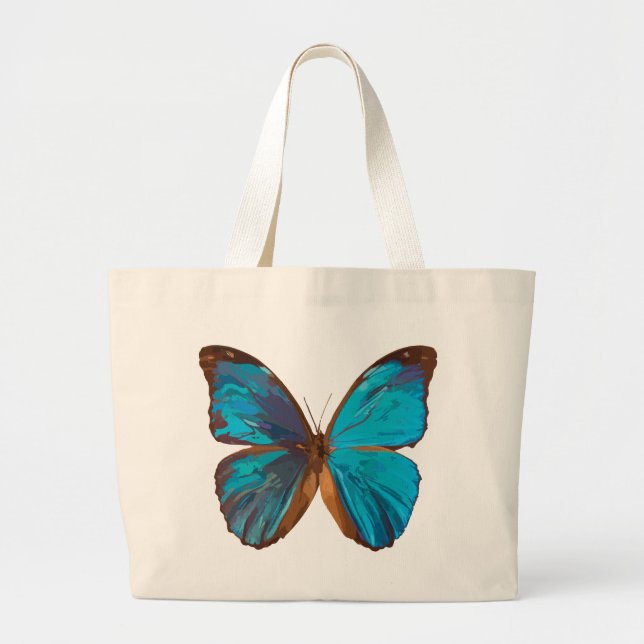 Iridescent Blue Butterfly Jumbo Tote Tygkasse (Framsidan)