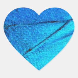 Iridescent Blue Butterfly Vinge Hjärtformat Klistermärke