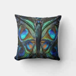 Iridescent blue green butterfly on pillow kudde