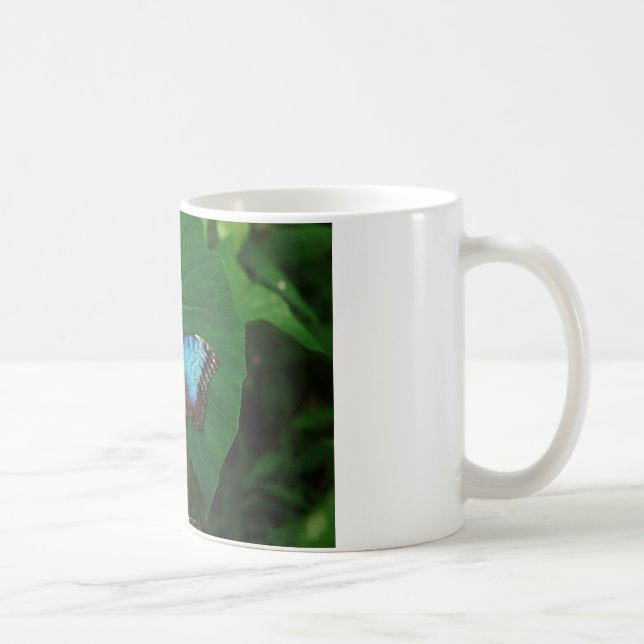 Iridescent Blue med Black Butterfly Vingar Kaffemugg (Höger)