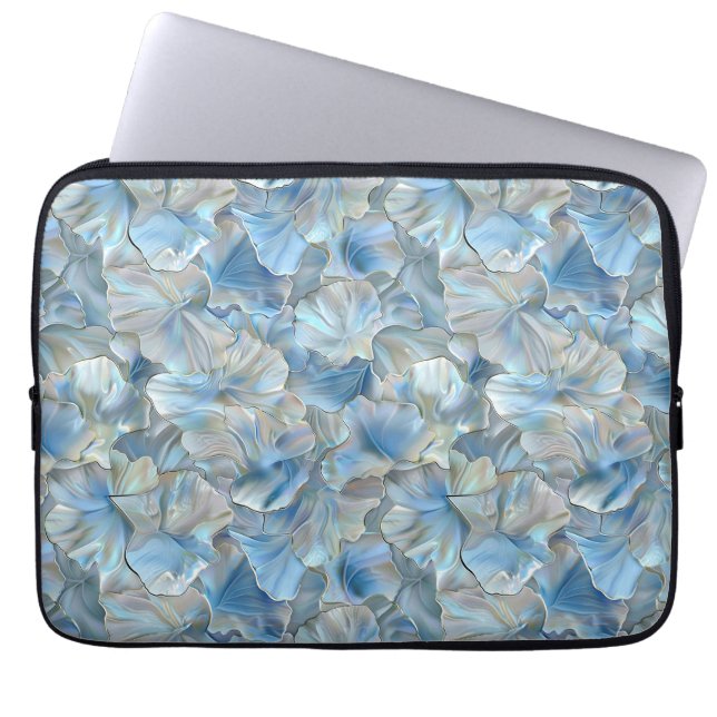Iridescent Blue Pearl Petal Mönster Laptop sleeve (Framsidan)