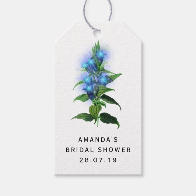 Iridescent Blue Ro och Snöre Presentetikett (Framsidan)