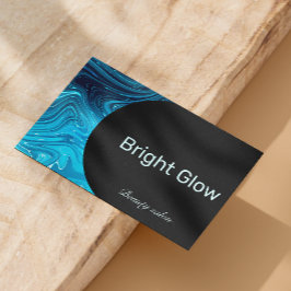 Iridescent Blue Teal Aqua Esthetician Qr Code Visitkort