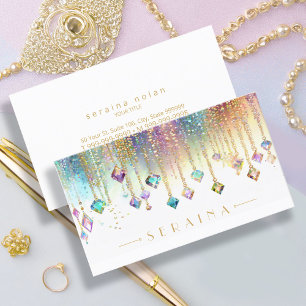 Iridescent Boho Gems on White ID1035 Visitkort