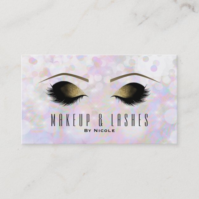 Iridescent Bokeh Ljus Makeup Eyelash Beauty Visitkort (Framsida)