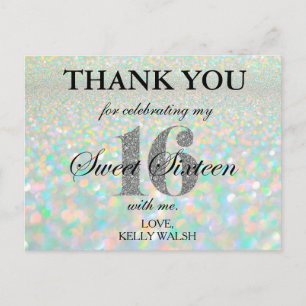Iridescent Bokeh Ljus Sweet 16 Tackkort Vykort