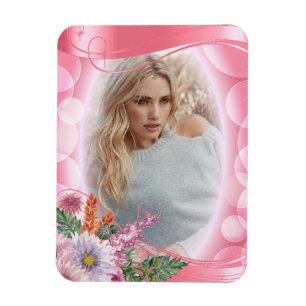 Iridescent Bokeh Rosa & Söt Flowers - DIY Photo Magnet