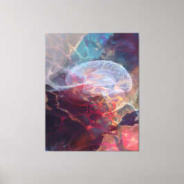 Iridescent Brain Nebula Neural Glow Art Canvastryck