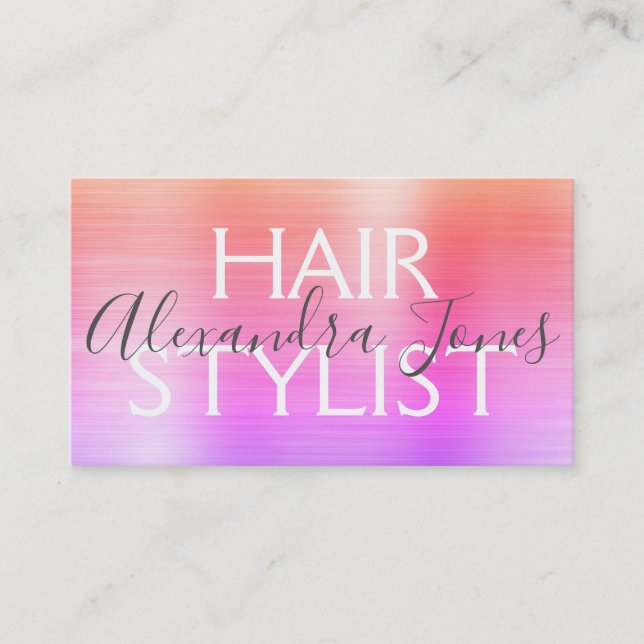 Iridescent Brushed Metall Hair Stylist Visitkort (Framsida)