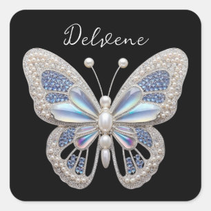 Iridescent Butterfly Elegance Fyrkantigt Klistermärke