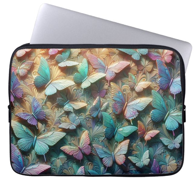Iridescent Butterfly Garden Laptop Fodral (Framsidan)