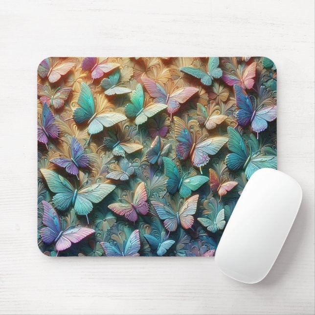 Iridescent Butterfly Garden Mousepad Musmatta (Med mus)