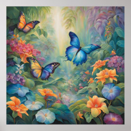 Iridescent Butterfly Garden Poster