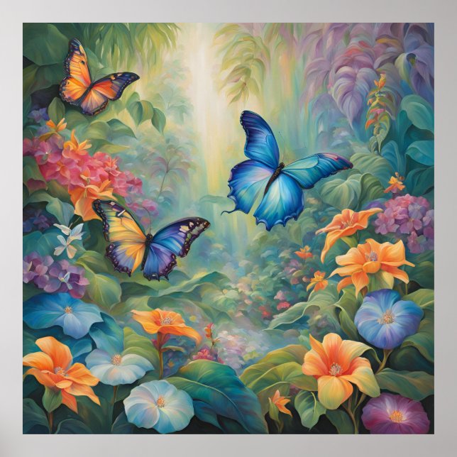 Iridescent Butterfly Garden Poster (Framsidan)