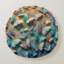 Iridescent Butterfly Garden Rund Kudde