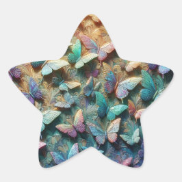 Iridescent Butterfly Garden Stjärnformat Klistermärke