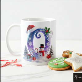 Iridescent Christmas Letter O with Snowman Kaffemugg