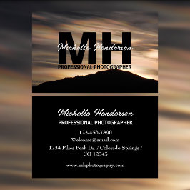 Iridescent Clouds Mountain Silhouette Black Visitkort