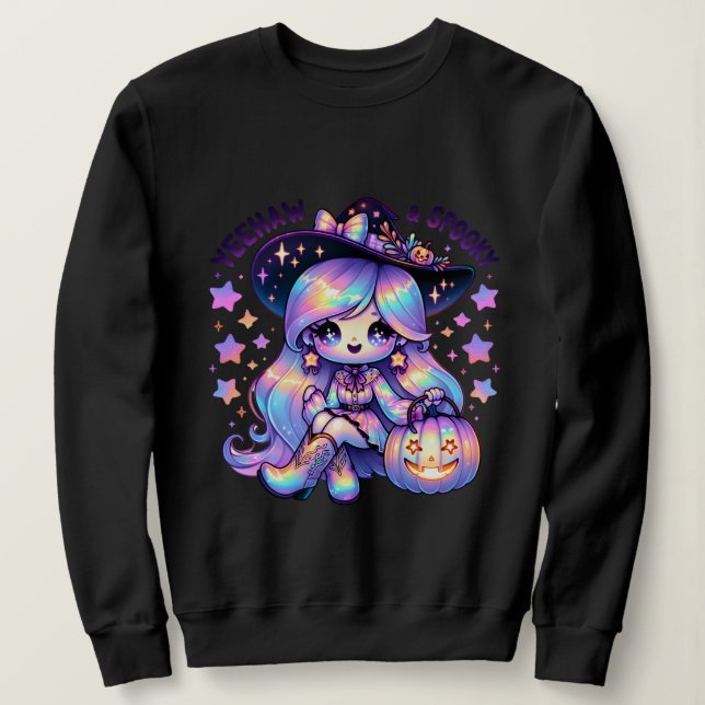 Iridescent Cowgirl Ghost Pumpkin Hat Shirt Design T (Design framsida)