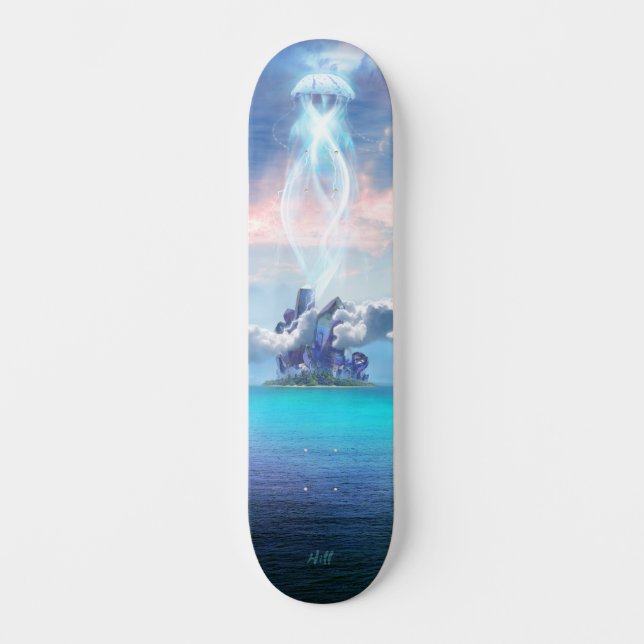Iridescent Crystal Island Energy Station Jelly UFO Mini Skateboard Bräda 18,5 Cm (Framsida)