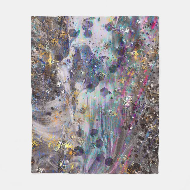 Iridescent Crystal Marble Galaxy Fleece Blanket (Framsidan)