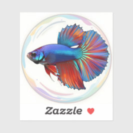 Iridescent Current – Betta Fisk Konst Fyrkantig Vi Klistermärken