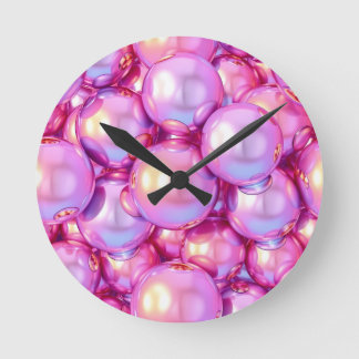 Iridescent Cyber-Bubbles Y2K Clock Rund Klocka