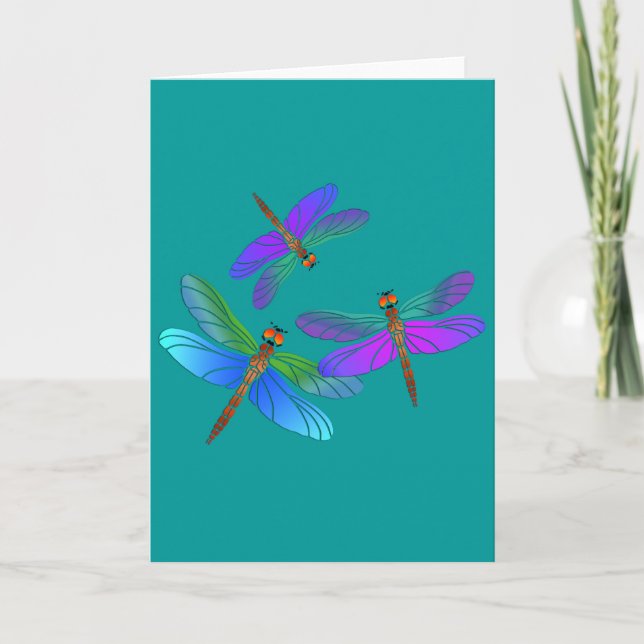 Iridescent Dive Bomb Dragonflies Kort (Framsida)