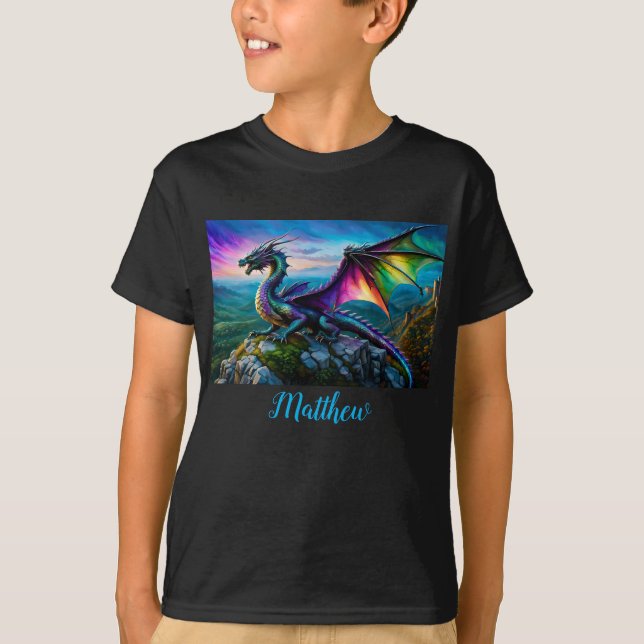 Iridescent Dragon Guards hans land T Shirt (Framsida)
