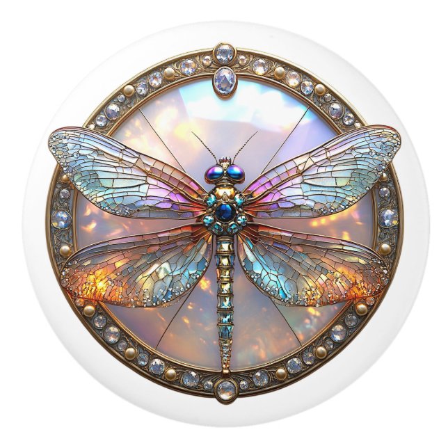 Iridescent Dragonfly Diamonds Sapphires Knopp (Framsidan)