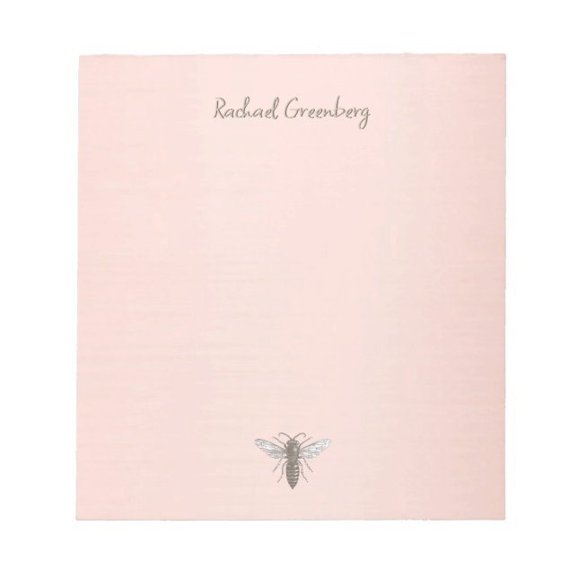 Iridescent drottning Bee Embossed Text om Ro Guld Anteckningsblock (Framsida)