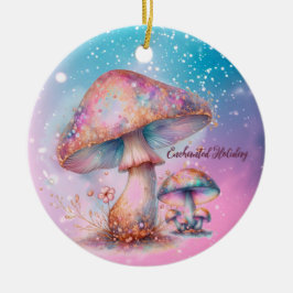 Iridescent Enchanted Fairytale Mushroom Julgransprydnad Keramik
