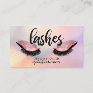 Iridescent Eyelash Rosa Glitter Metalliska utslag Visitkort