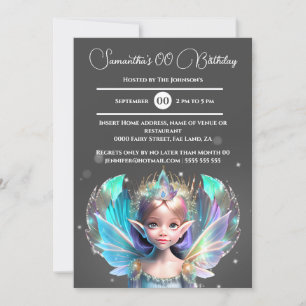 Iridescent fairy princess shimmer whimsical vingar inbjudningar