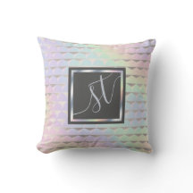 Iridescent Faux Holografiska Mönster Monogram