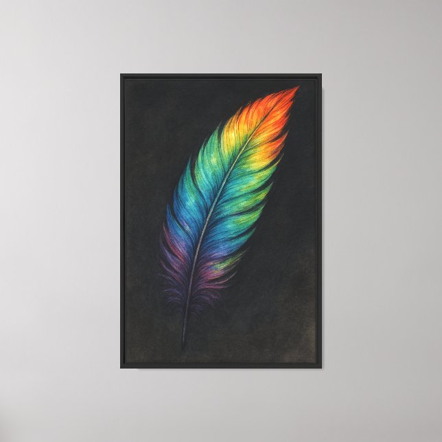 Iridescent Feather Abstrakt Art Canvastryck (Framsida)