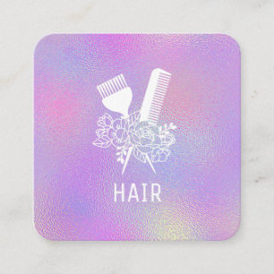 *~* Iridescent Foil Rainbow Comb Flowers Push AP6 Fyrkantigt Visitkort