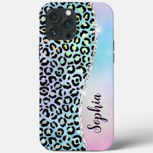 Iridescent Foil Rainbow Leopard Lila