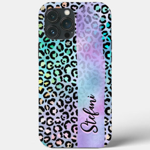 Iridescent Foil Rainbow Leopard Lila